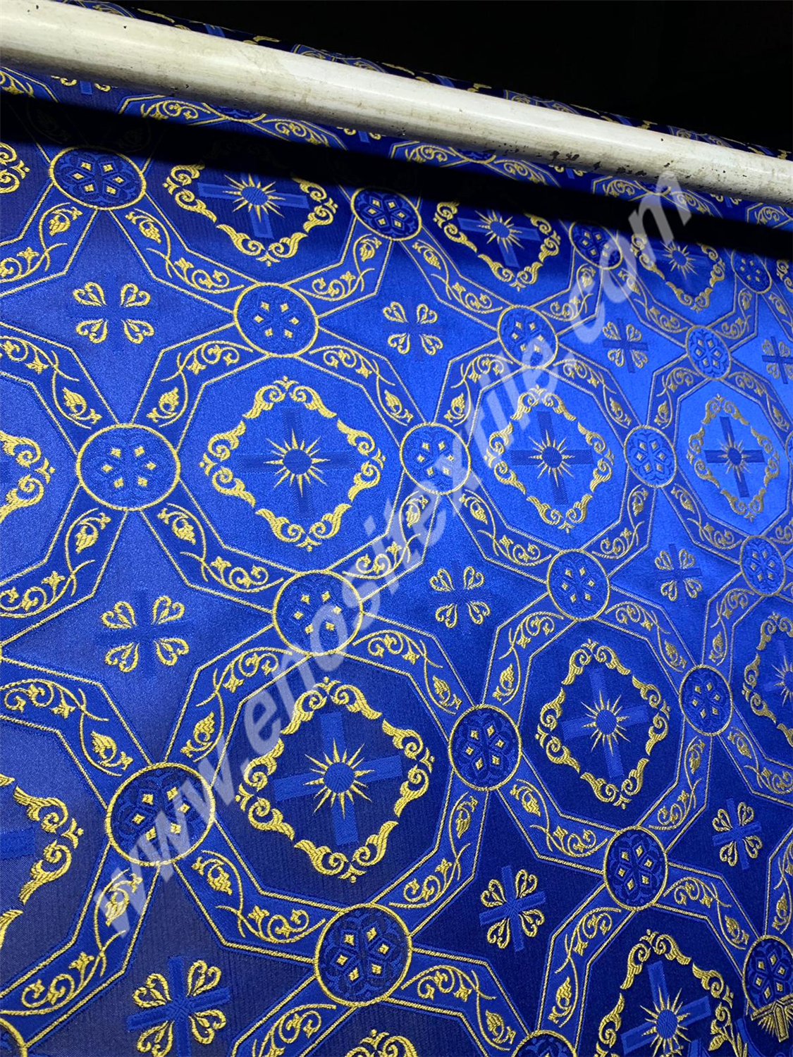 KL-047 Dark Blue-Gold Brocade Fabrics